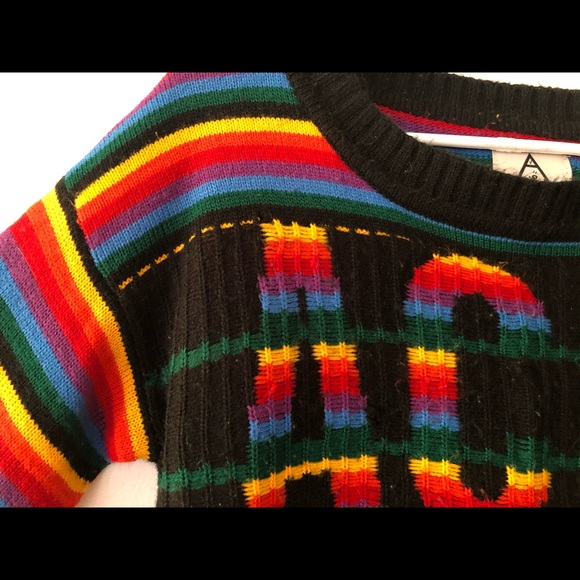Ultra Rare UNIF ACID Rainbow Striped Sweater Sz S - Picture 8 of 11